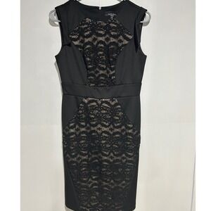 R&M Richards Petite Black Lace Sheath Dress Size 4P Formal Evening‎ Cocktail